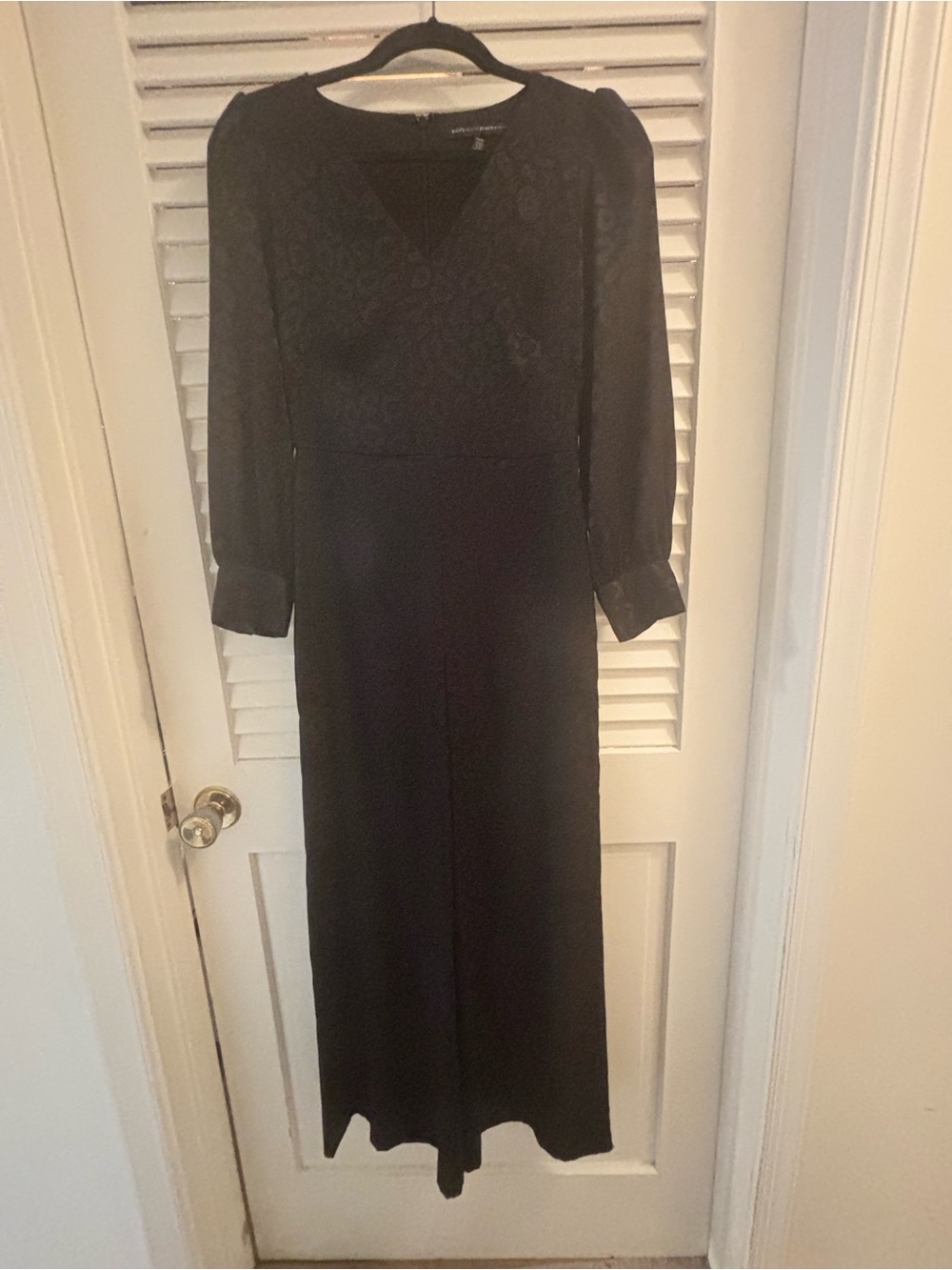 White House Black Market Black Lace Yoke Long Sleeve Midi Dress
